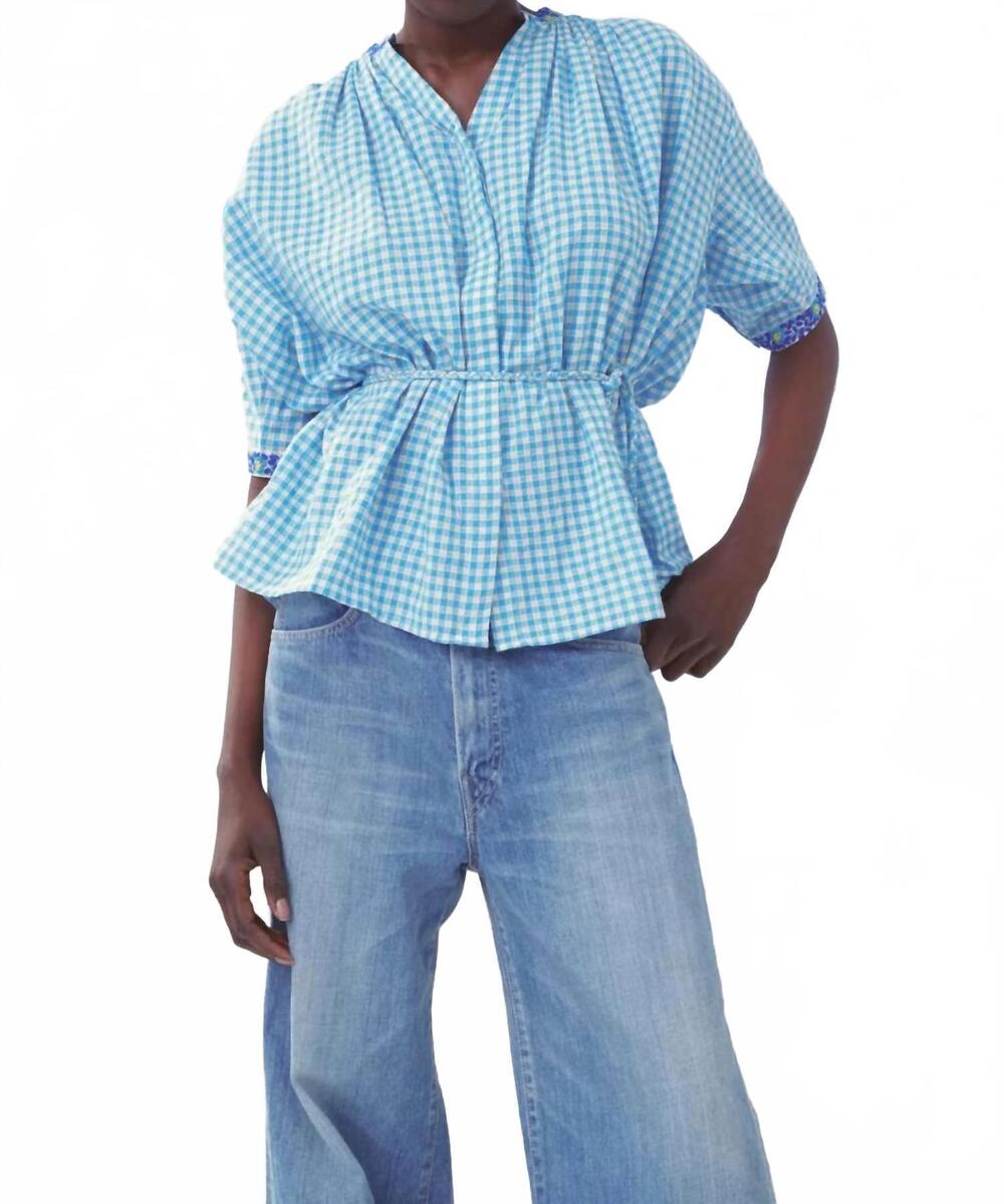NEW MII COLLECTION artemis floral shirt in turkish blue